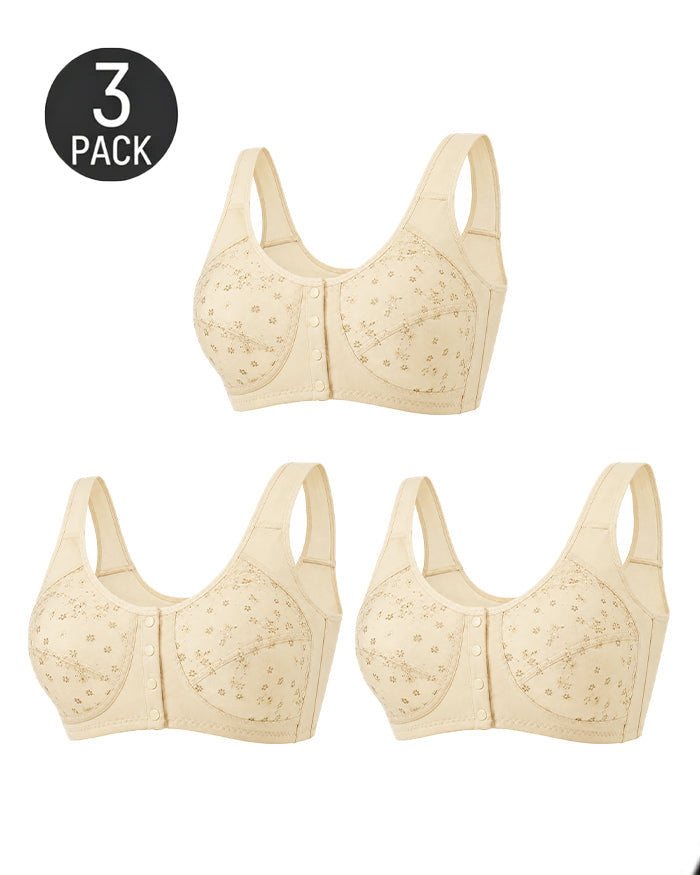 3-Pack Front Closure Wireless Bras