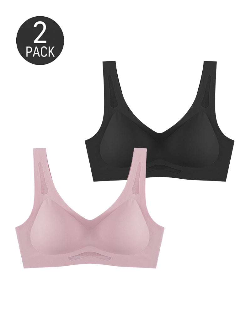 2-Pack Deep V Seamless Vest Bra
