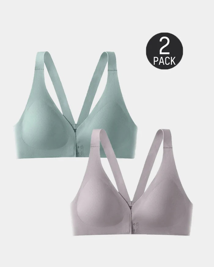 2-Pack Front Closure Deep V Push-up Bra