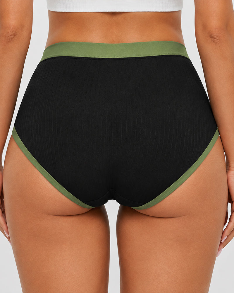 5-Pack Cotton High-Waist Colorblock Briefs
