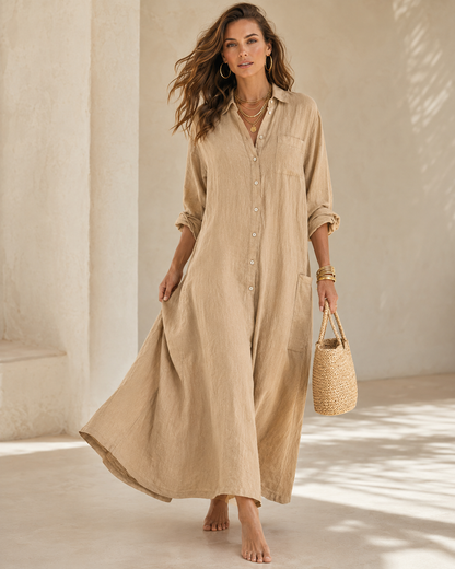 Cotton Linen Shirt Jumpsuit