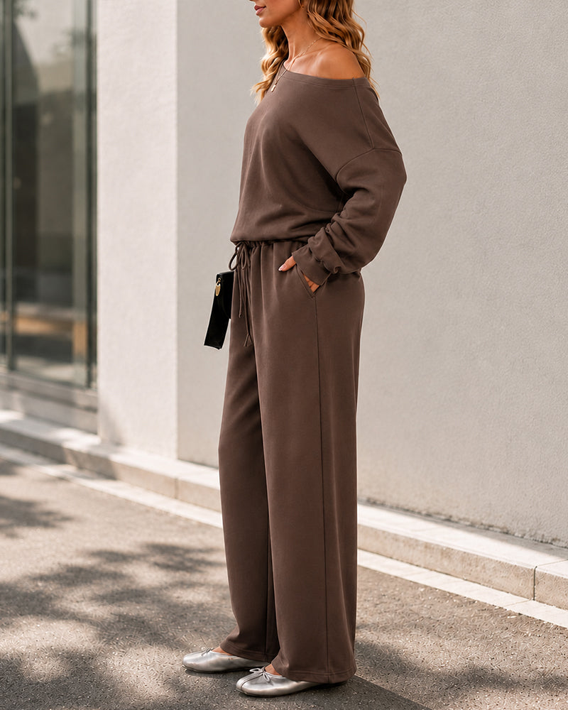 Soft Days Off-Shoulder Lounge Set