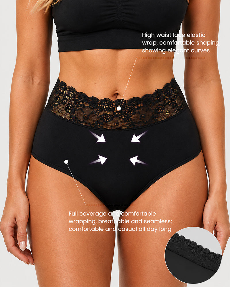 5-Pack High-Waisted Lace Cotton Briefs