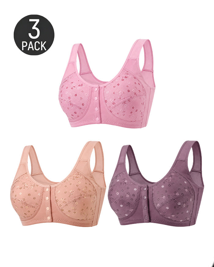 3-Pack Front Closure Wireless Bras