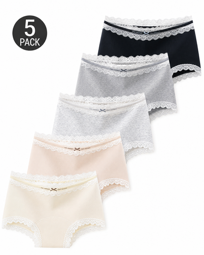 5-Pack Pure Cotton Lace Trim Panties