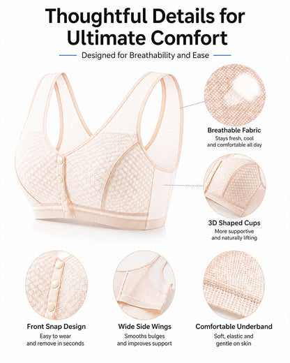 Breathable Front Closure Wireless Bra