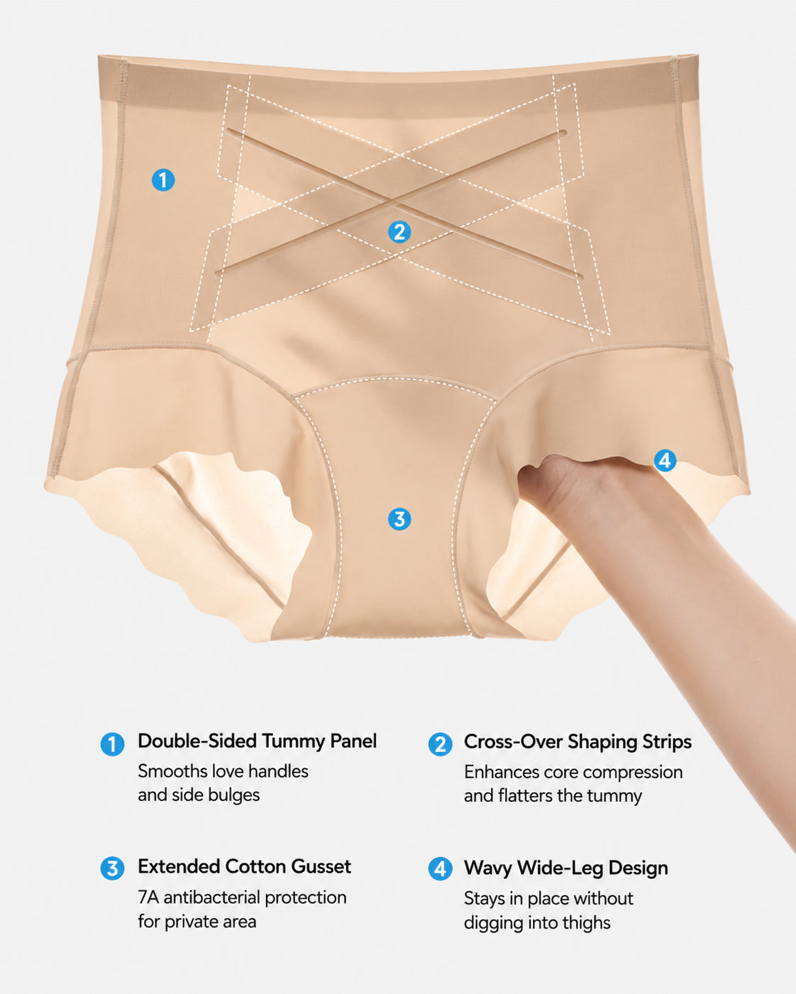 3-Pack Crossover Tummy Control Seamless  Panties