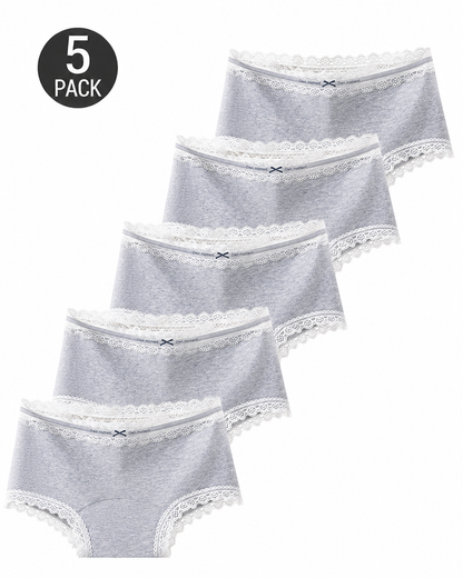 5-Pack Pure Cotton Lace Trim Panties