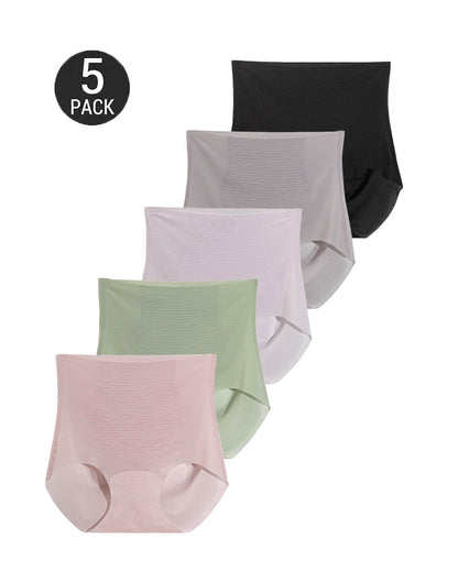 5-Pack  Ice Silk High Waist Tummy Control Panties