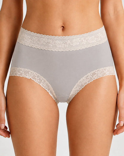 5-Pack Soft Lace-Trim Cotton High-Waist Panties