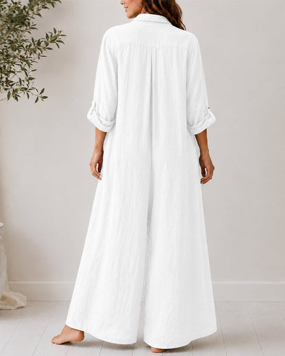 Cotton Linen Shirt Jumpsuit
