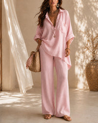 Pink Shirts+Pants Set