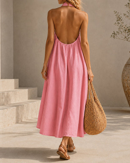 Backless Halter Maxi Dress