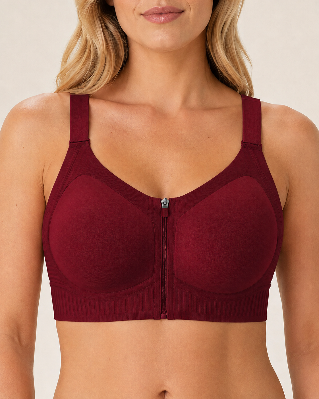 Front Zipper Seamless Push Up Breathable Vest Bra