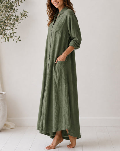 Cotton Linen Shirt Jumpsuit