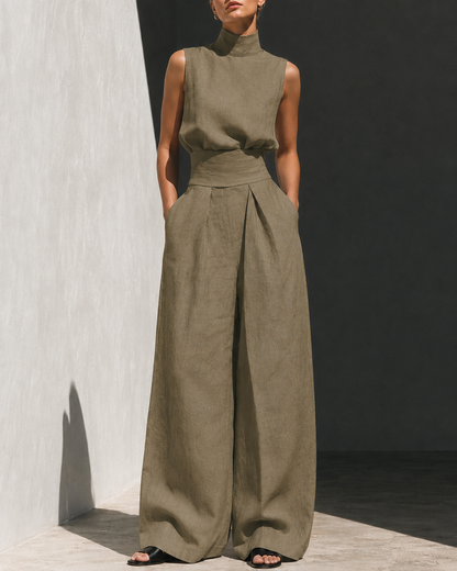 High-Waist Wide-Leg Pants Set