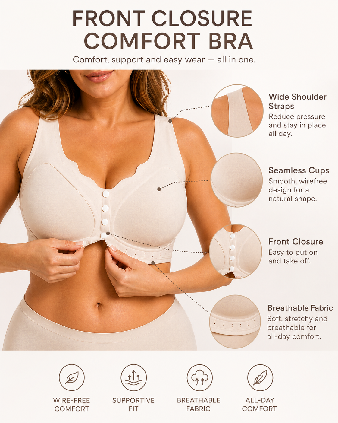 Front Closure Full Coverage Bra
