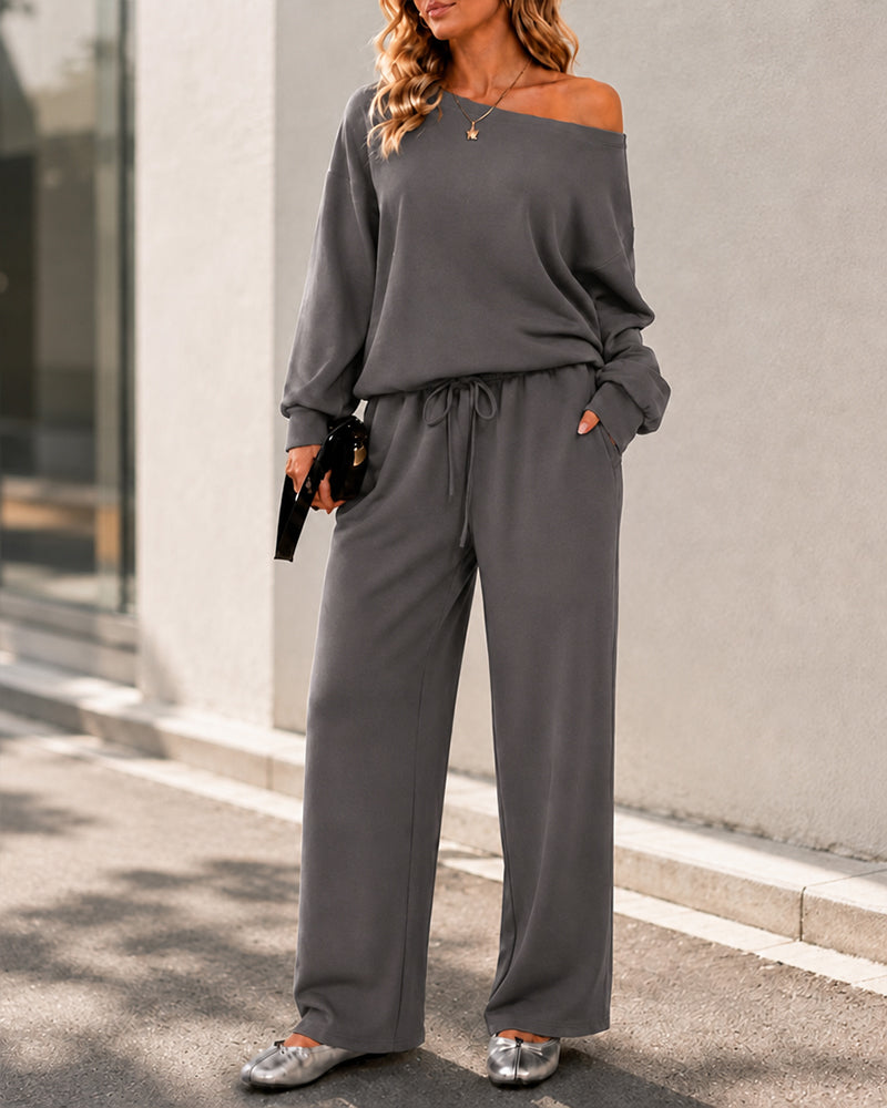 Soft Days Off-Shoulder Lounge Set