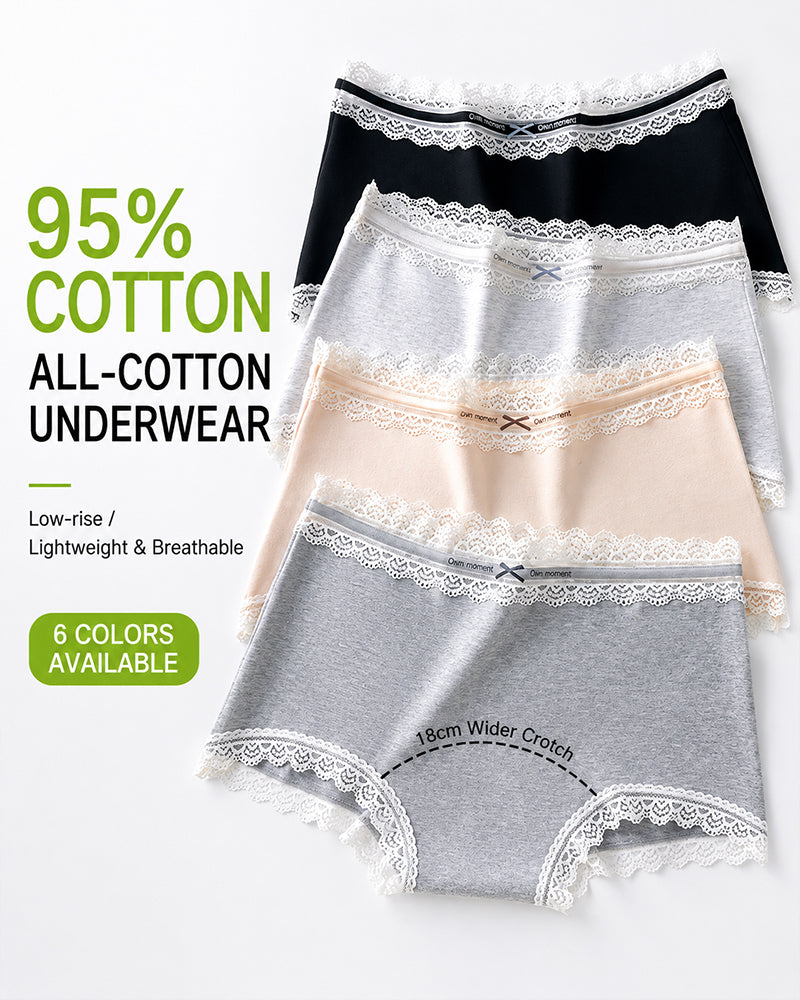 5-Pack Pure Cotton Lace Trim Panties