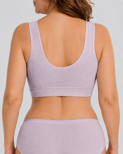 Plus Size Lace Front Closure Wireless Comfort Bra