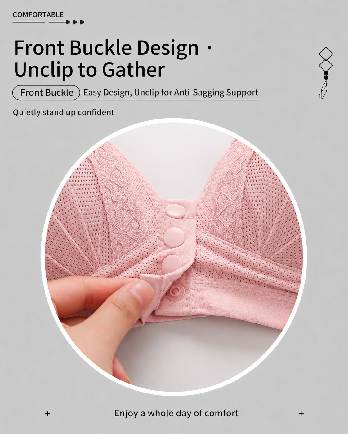 3-Pack Front Closure Wireless Lace Bras