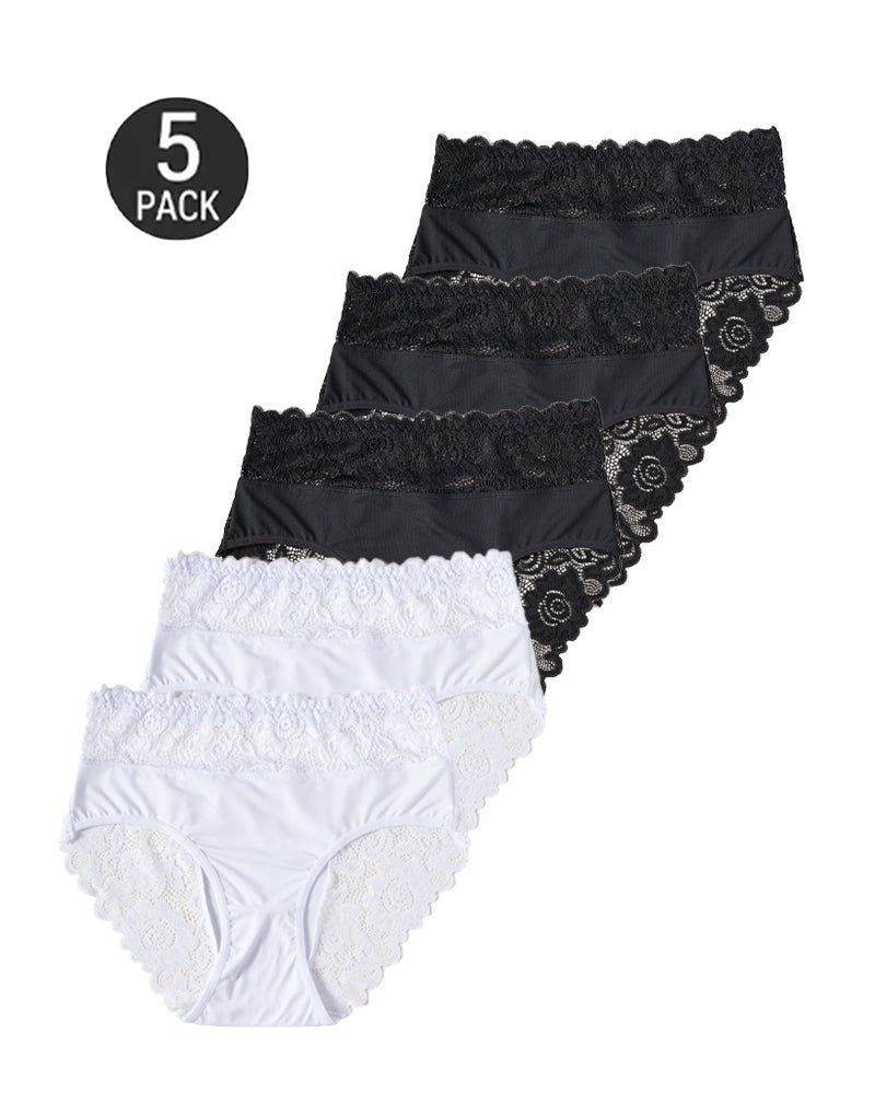 5-Pack Lace Cotton Comfort Briefs