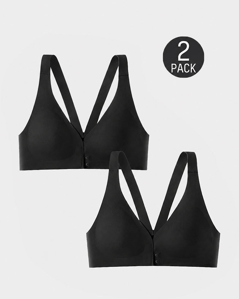 2-Pack Front Closure Deep V Push-up  Bra