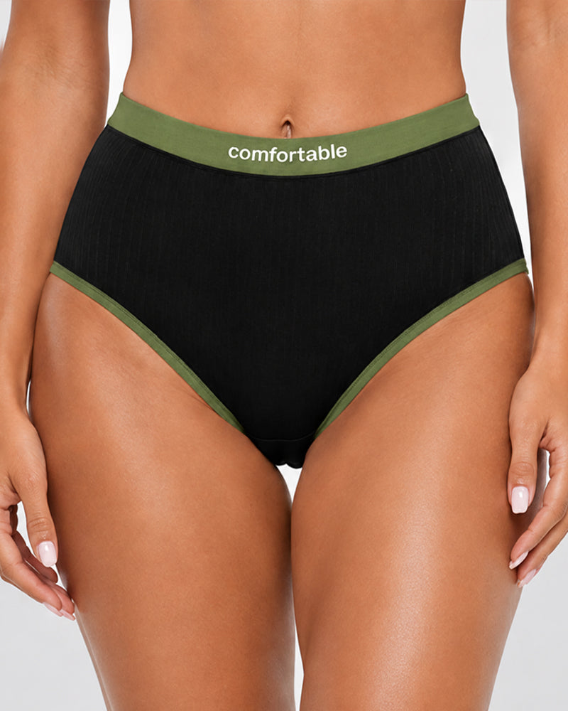 5-Pack Cotton High-Waist Colorblock Briefs