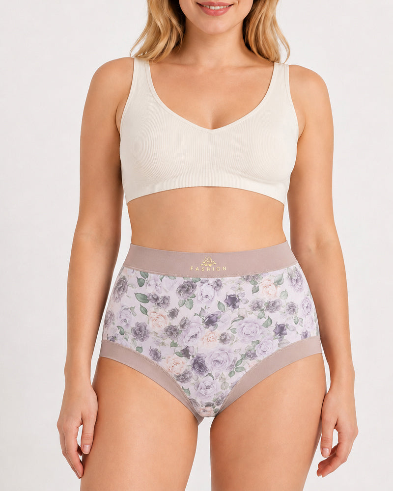 Cozy High-Waist Floral Print Panties