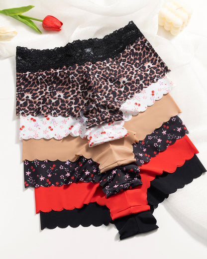Six-Pack Seamless Ice Silk Lace Boxer Briefs